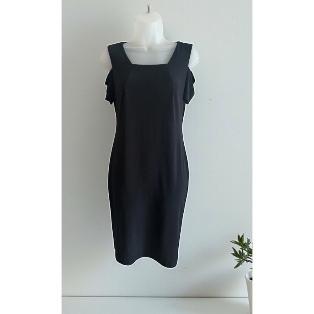 Calvin‎ Klein Size 4 Short Sleeve  Little Black Dress Pencil Coctail Stretch S - Picture 2 of 11